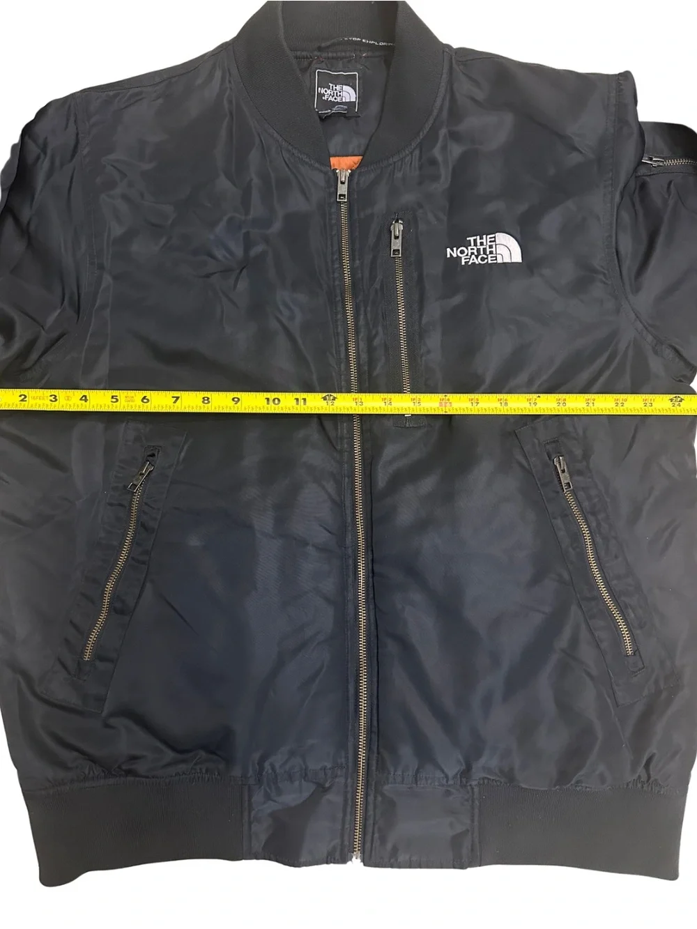 The North Face Black MA-1 Flight Bomber Jacket SZ L Quilted Liner Full Zip EUC